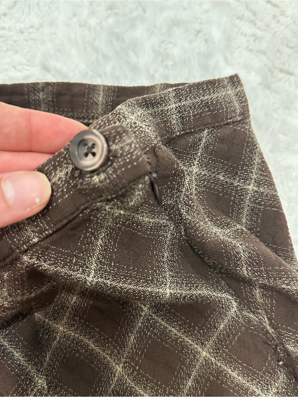 Vintage GAP Brown Diamond-Grid Midi Skirt - Picture 4 of 6